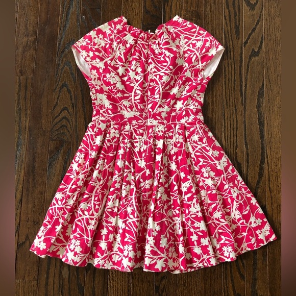 Lilly Pulitzer Girls 5 Hot Pink/White A-Line Jeweled Collar Ruched Lined Dress - Picture 11 of 12